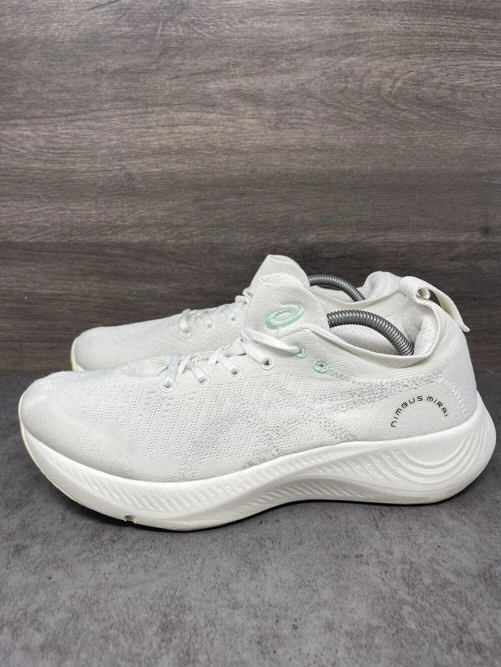 ASICS Nimbus Mirai White Knit Running Shoes Size 10.5 Mens 1013A138